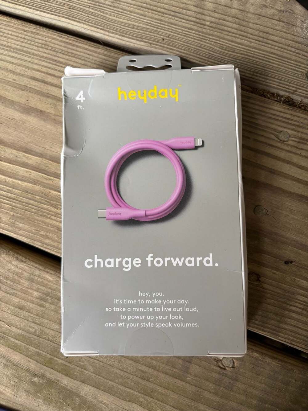 heyday 4ft Lightning to USB-C Soft-Touch Charging Cable Bright Lilac